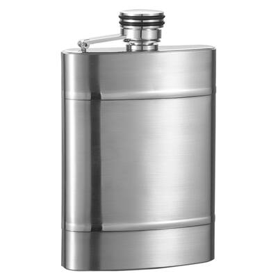 Visol Wickeln Black and Brushed Metal Liquor Flask - 6 ounces