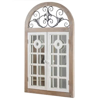 American Art Decor Arch Window Shutter Wall Vanity Mirror