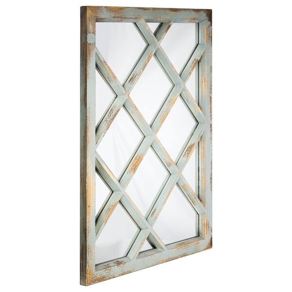 Shop American Art Decor Window Pane Wall Vanity Mirror Teal