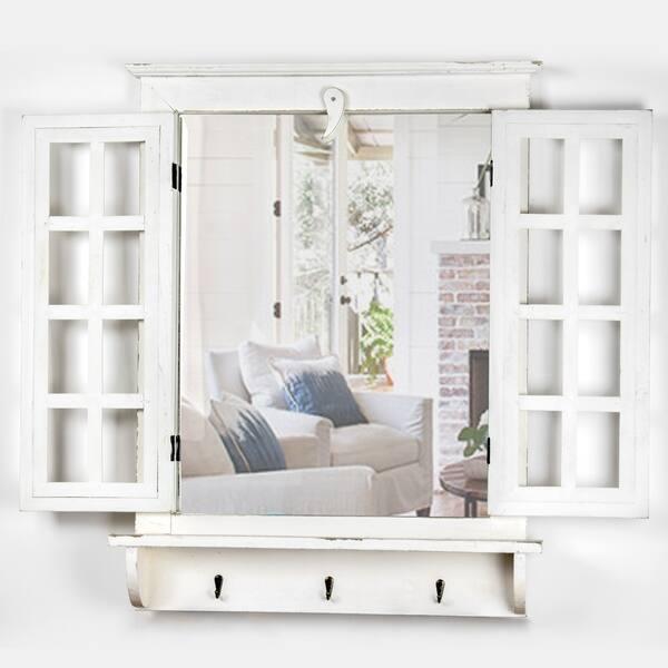 Shop American Art Decor Window Shutter Wall Mirror With Hooks
