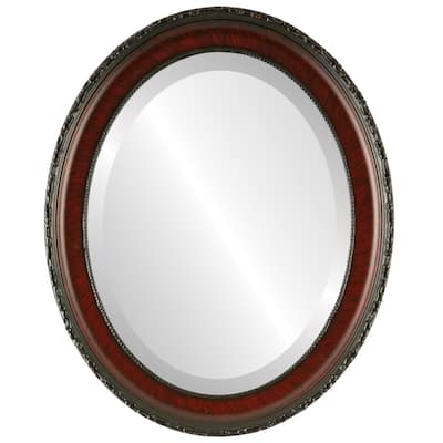 Kensington Framed Oval Mirror in Vintage Cherry