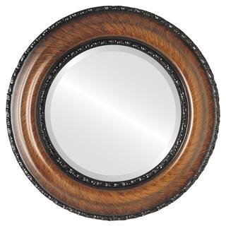 Somerset Framed Round Mirror in Vintage Walnut