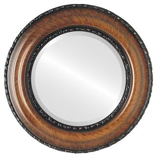 Somerset Framed Round Mirror in Vintage Walnut