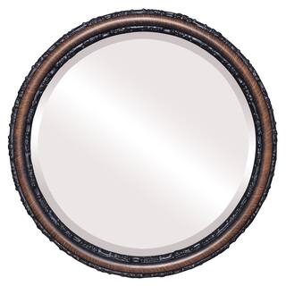 Virginia Framed Round Mirror in Vintage Walnut