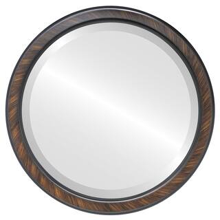 Toronto Framed Round Mirror in Vintage Walnut