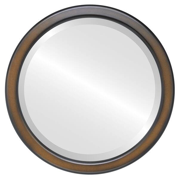 slide 2 of 4, Toronto Framed Round Mirror in Walnut