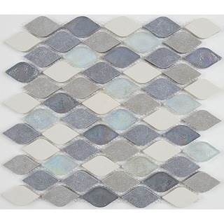 Grey Tile For Less Decorative Accent Rain Drop Stone And Gl Mosaic Tile In Gris Et Blanc 12x13