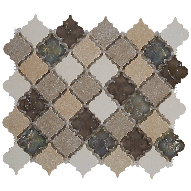 Decorative Stone Accent 2-inch Baroque Mosaic Tile in Blanc et Beige - 12.75x12