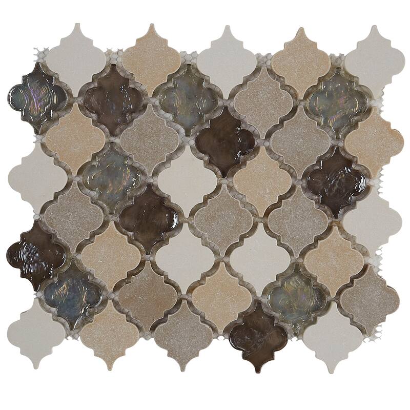 Decorative Stone Accent 2-inch Baroque Mosaic Tile in Blanc et Beige - 12.75x12