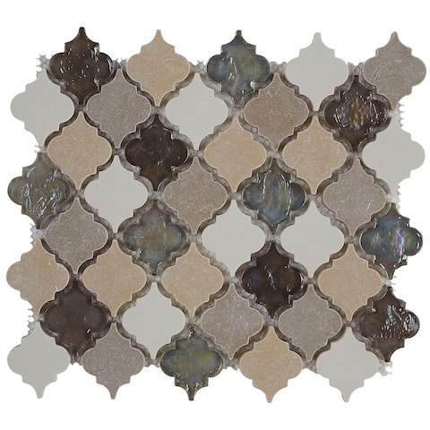 Decorative Stone Accent 2-inch Baroque Mosaic Tile in Blanc et Beige - 12.75x12