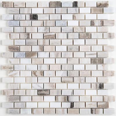 Decorative Stone Accent 5/8x1-inch Brick Joint Mosaic Tile in Panaro Blend - 12.75x12