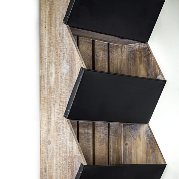 Shop American Art Decor Wood And Metal Mail Rack Storage Organizer