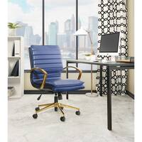 OSP Home Furnishings Mid-Back Faux Leather Office Chair with Gold Finish Base
