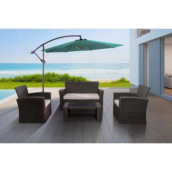Delano 4-piece Patio Resin Wicker Conversation Sofa Set & Coffee Table Patio, Poolside Furniture by Westin Outdoor