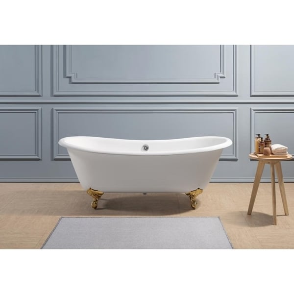 71" Cast Iron R5240GLD-CH Soaking Clawfoot Tub with External Drain