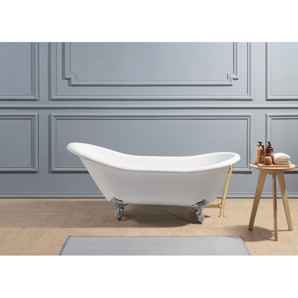 67" Cast Iron R5420CH-GLD Soaking Clawfoot Tub with External Drain