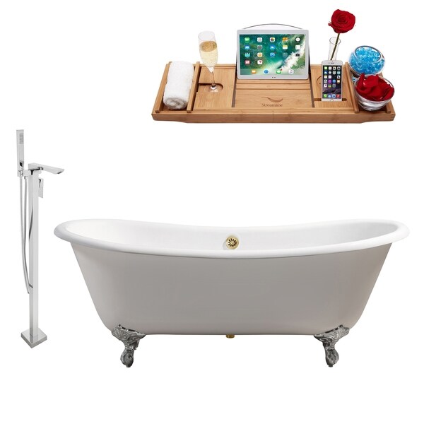Cast Iron Tub, Faucet and Tray Set 71" RH5240CH-GLD-140