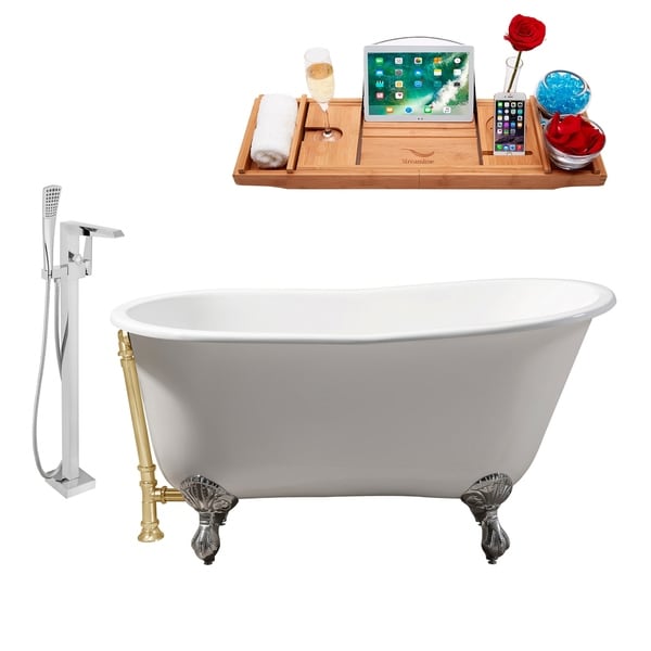 Cast Iron Tub, Faucet and Tray Set 53" RH5460CH-GLD-100