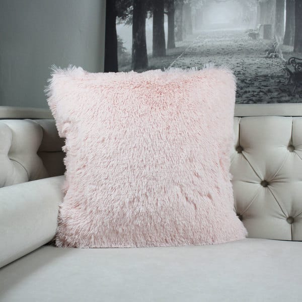 Shop Faux Fur Throw Pillow Lavender Pink Double Side Luxury