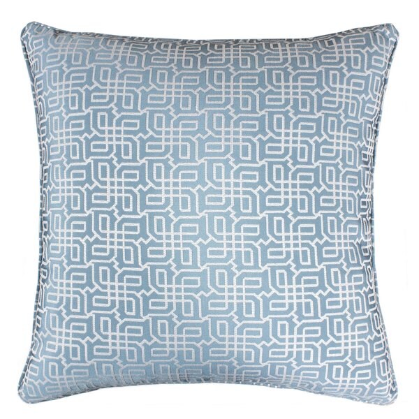 Jacquard Plaid Throw Pillow, Turquoise Textile Silver Geometric Pattern Decorative Square Couch Cushion Pillow Sham 20 x 20 Inch