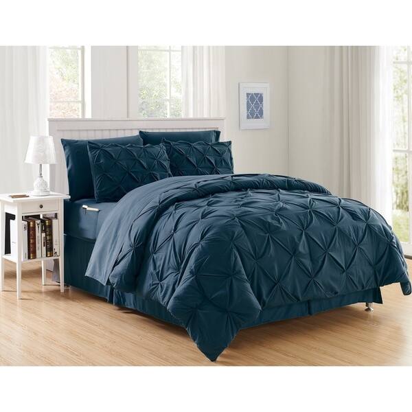 Unique Home/'s Pinch Pleat Alternative Comforter Taupe 8pc Luxury Size Queen//King