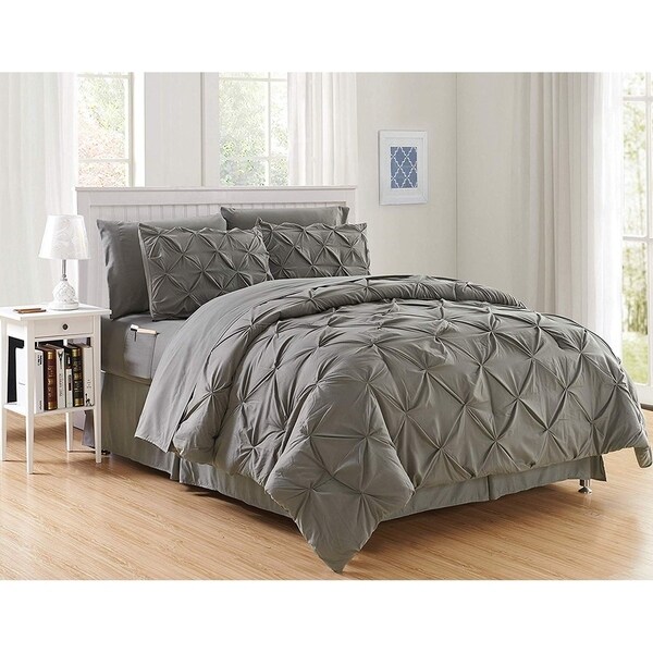 Elegant Comfort 8-Piece Bed-in-a-Bag Pintuck Comforter Set