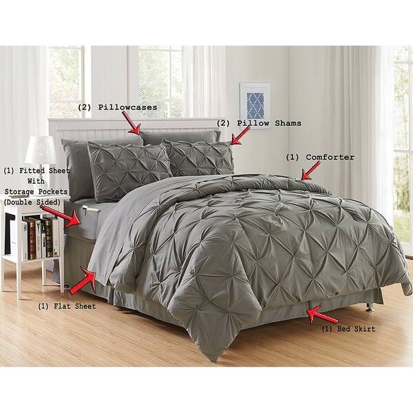 Shop Elegant Comfort 8 Piece Bed In A Bag Pintuck Comforter Set