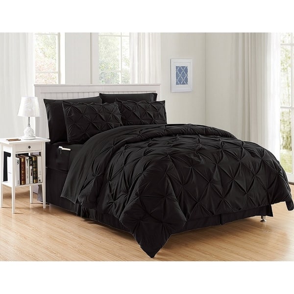 Shop Elegant Comfort 8 Piece Bed In A Bag Pintuck Comforter Set