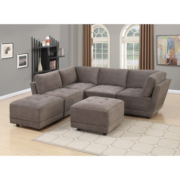 Granada 6 Piece Modular Design Sofa Set In Charcoal