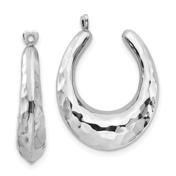 14 Karat White Gold Hammered Hoop Earring Jackets By Versil 14 Karat White Gold Hammered Hoop Earring Jackets By Versil