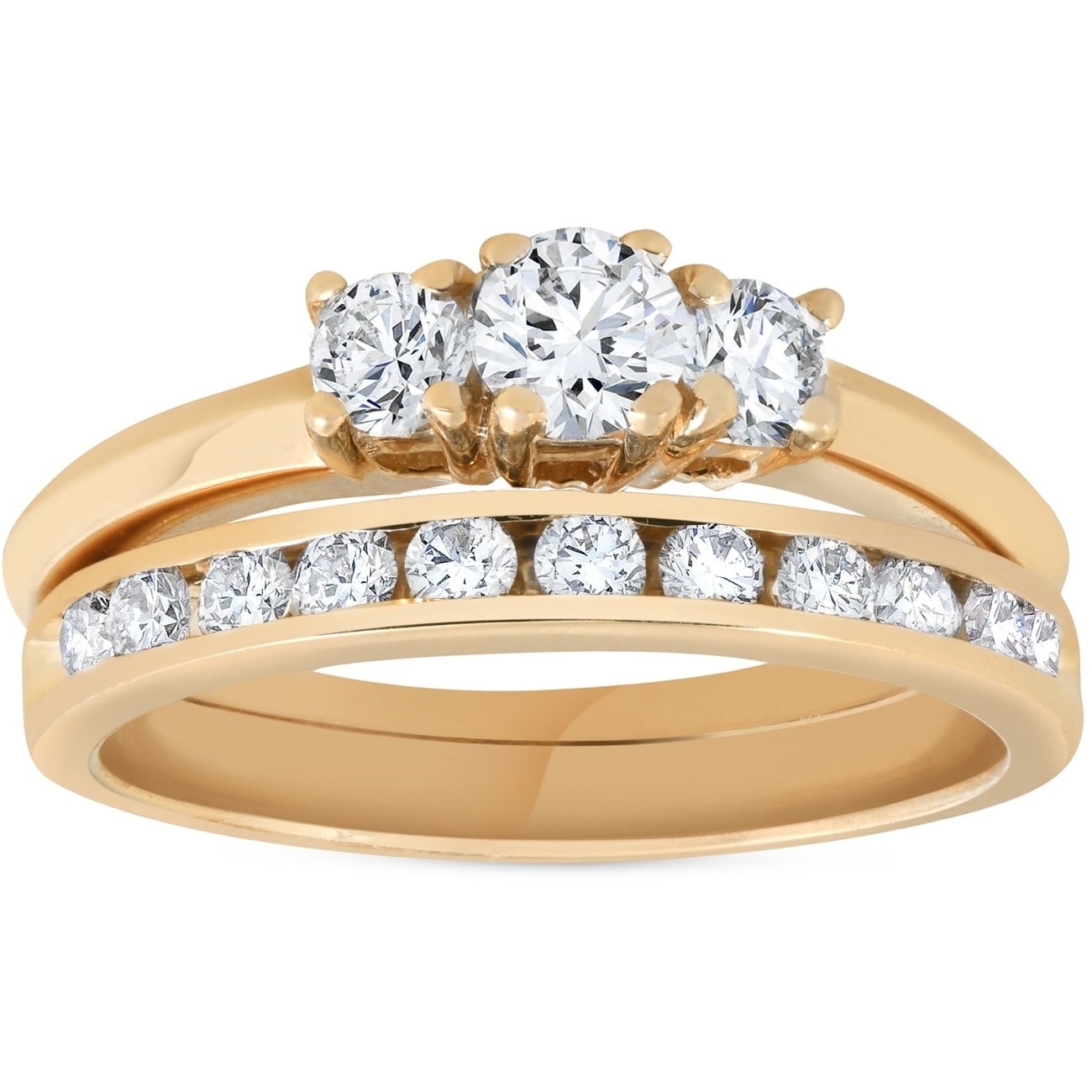 3 stone channel set engagement rings