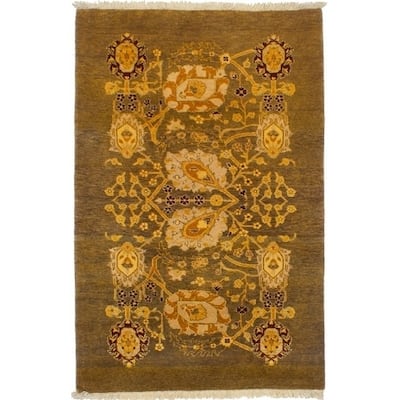 eCarpetGallery Hand-knotted Peshawar Finest Brown Wool Rug (3'1 x 4'10) - 3'1 x 4'10