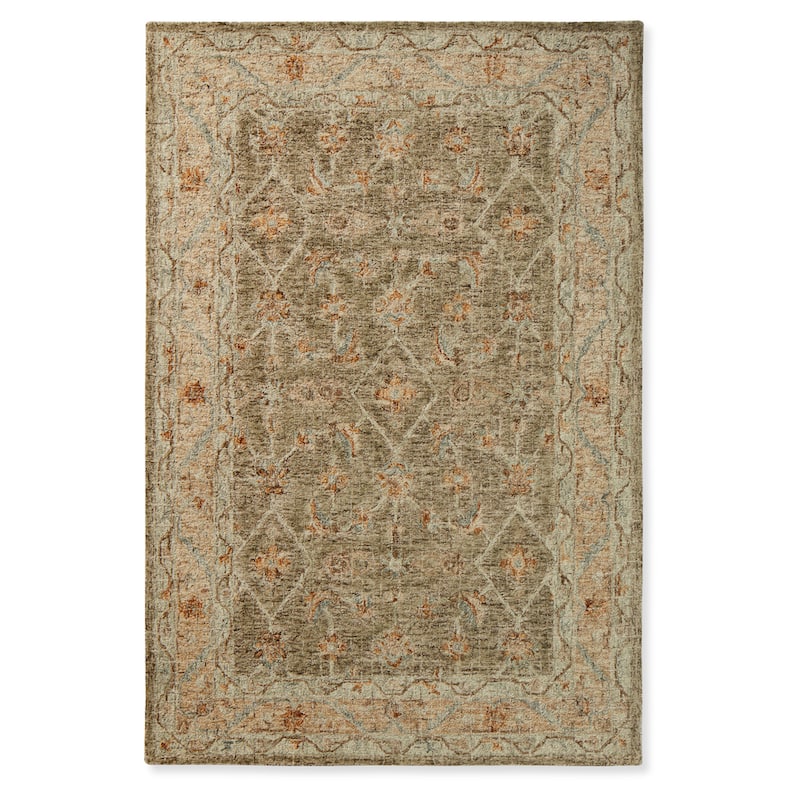 Alexander Home Transitional Mosaic Hand-hooked 100% Wool Rug - 5' x 7' 6" - Taupe/Sand - Rectangle