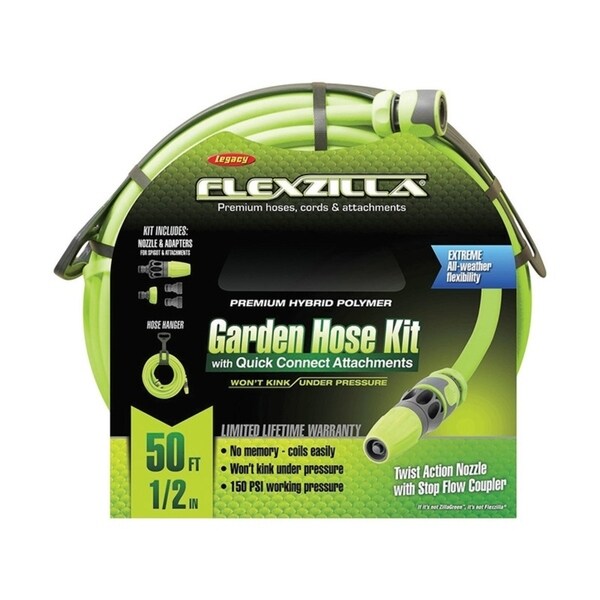 Flexzilla Legacy 1/2 in. Dia. x 50 ft. L Garden Hose Kit Kink Resistant - Overstock - 20818504