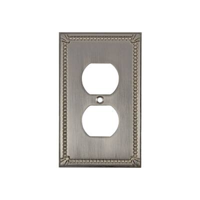 Rok Wall Plate Traditional Decorative Double Outlet Brushed Nickel
