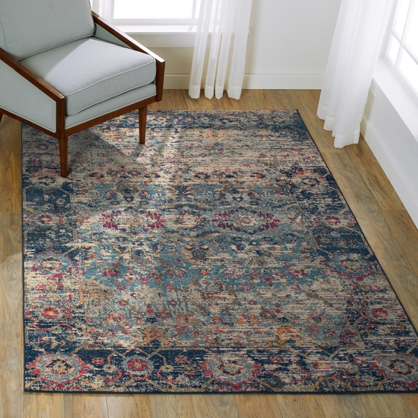 Alexander Home Malik Vintage Boho Floral Distressed Rug. Opens flyout.