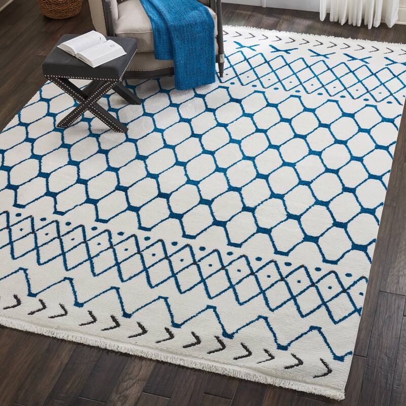 Nourison Kamala Moroccan Geometric Fringe Area Rug