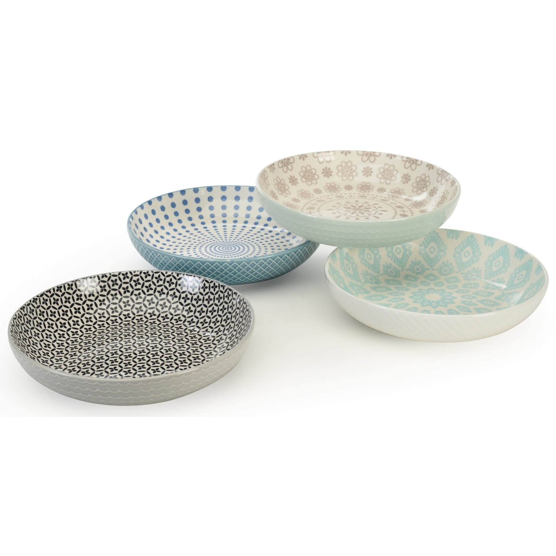 Signature Housewares Set of 4 Bowls, Pad Print Design 13, 8-Inch