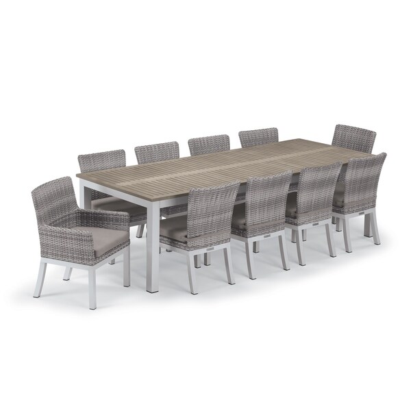 Oxford Garden Travira 11 Piece 103 In X 42 Tekwood Vintage Oxford Garden Travira 11 Piece 103 In X 42 Tekwood Vintage Table Argento Woven Chair Dining Set Stone Cushions Free Shipping Today