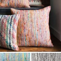 Recycled Sari Silk Stripe Square 22-inch Throw Pillow or Pillow Cover