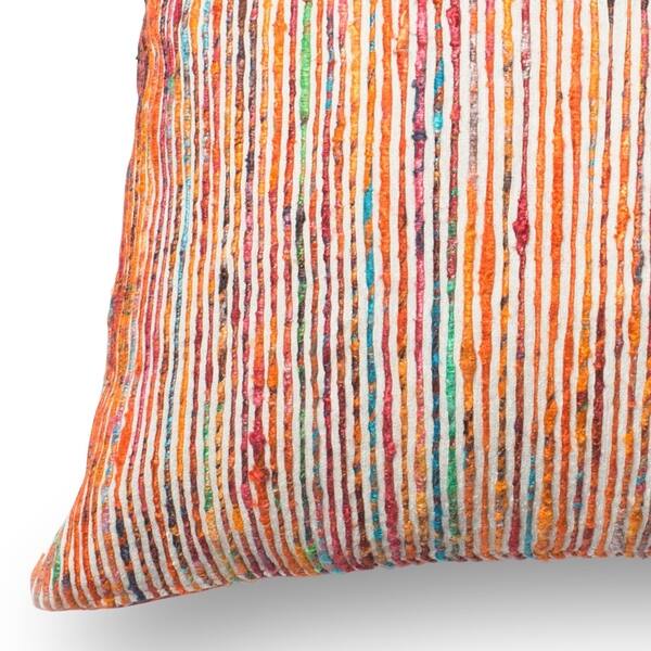 Shop Recycled Sari Silk Stripe Square 22 Inch Throw Pillow Or