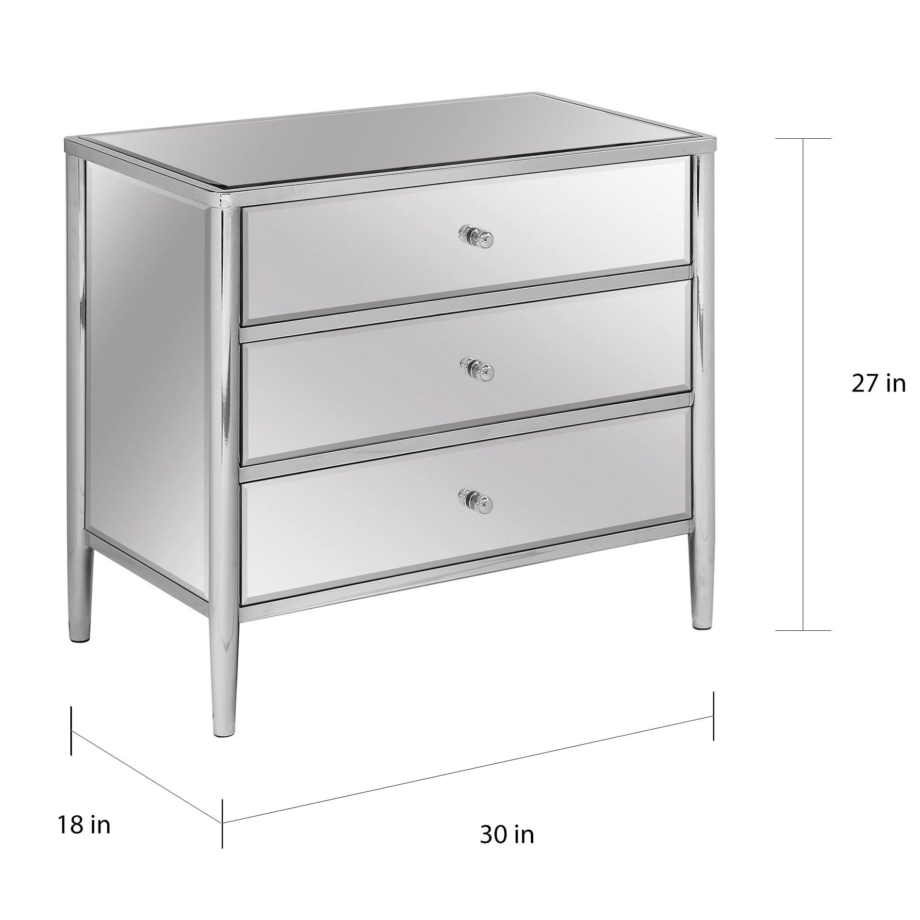 Shop Hollywood Nickel Mirror And Metal 3 Drawer Chest Overstock