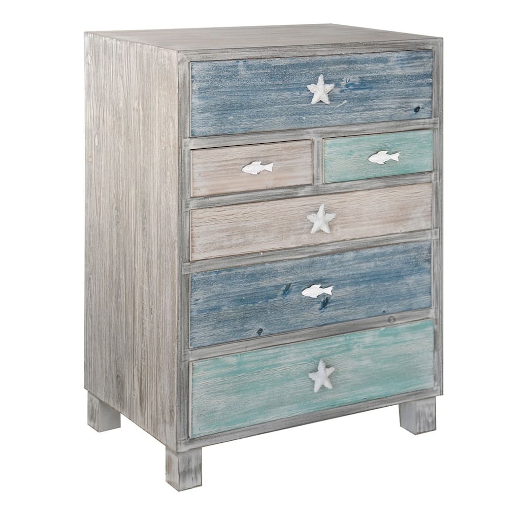 Key West Multi-color Driftwood Nautical 6-drawer Chest