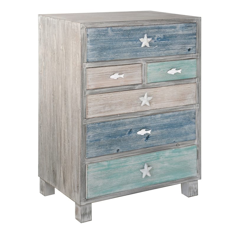 Key West Multi-color Driftwood Nautical 6-drawer Chest