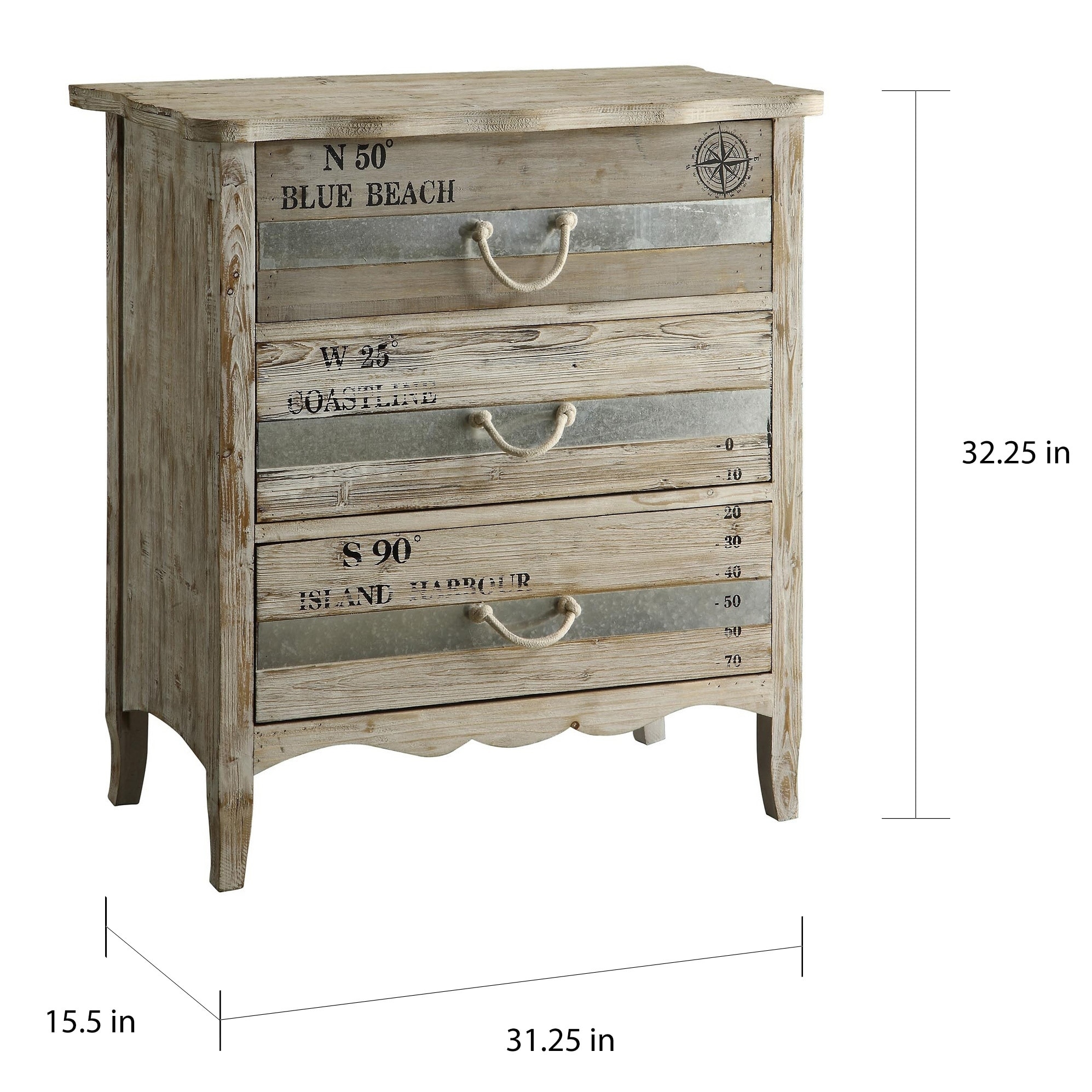 Shop Grand Isle Grey Mango Wood 3 Drawer Chest Free Shipping