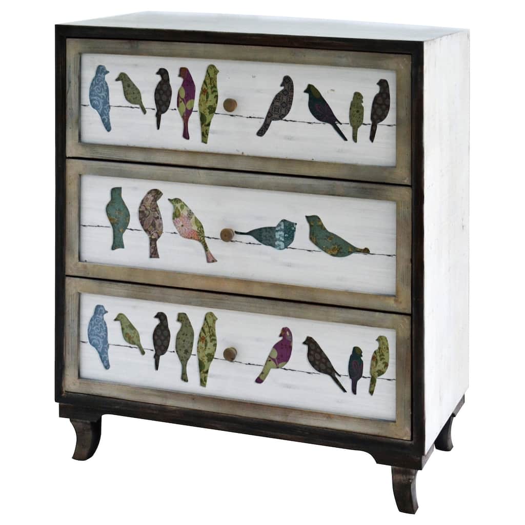 Mutil-color Wood 3-drawer Painted Chest