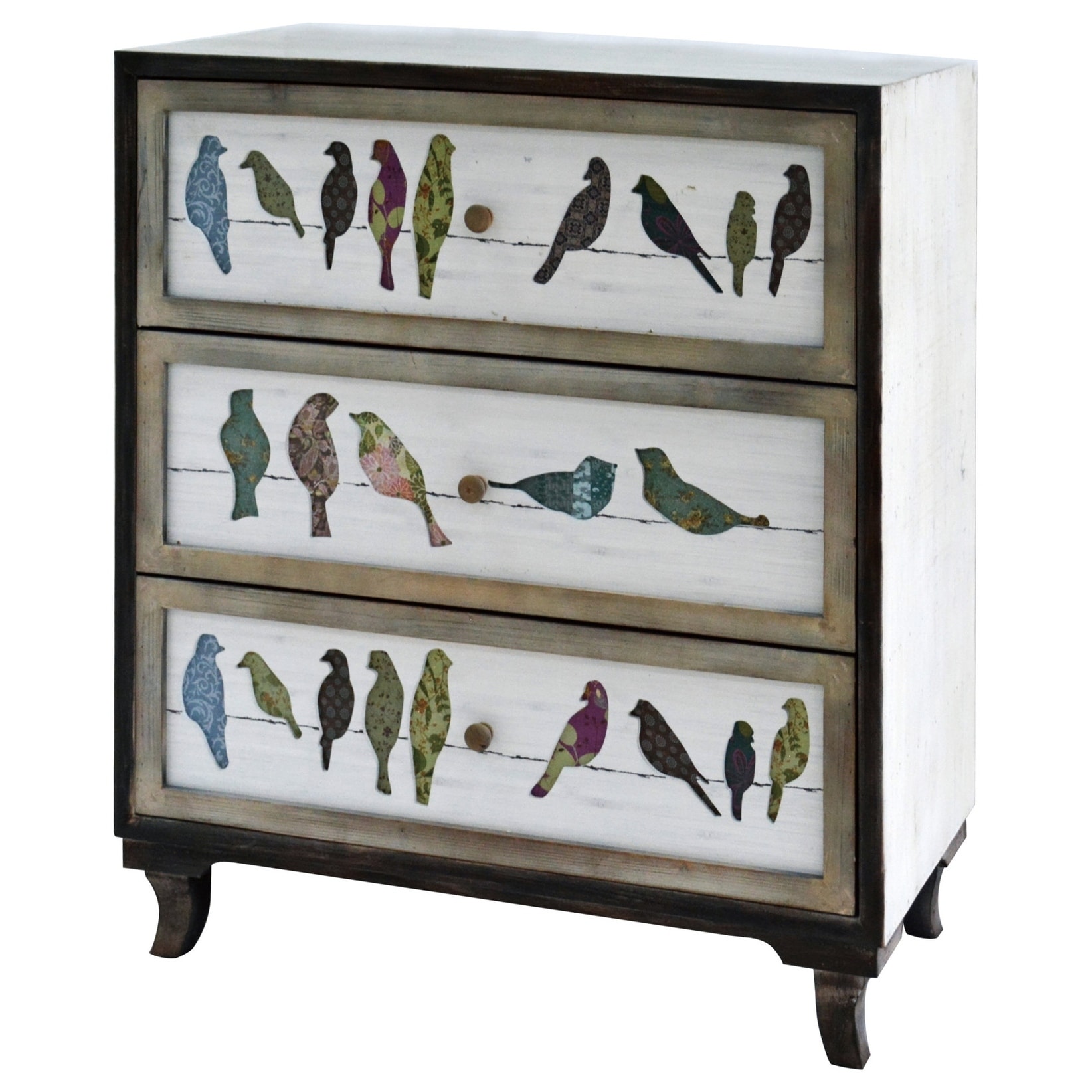 Shop Mutil Color Wood 3 Drawer Painted Chest Overstock 20822318