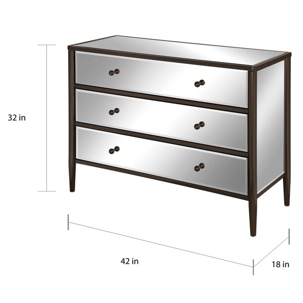 parisian mirrored 3 drawer ready assembled bedside chest