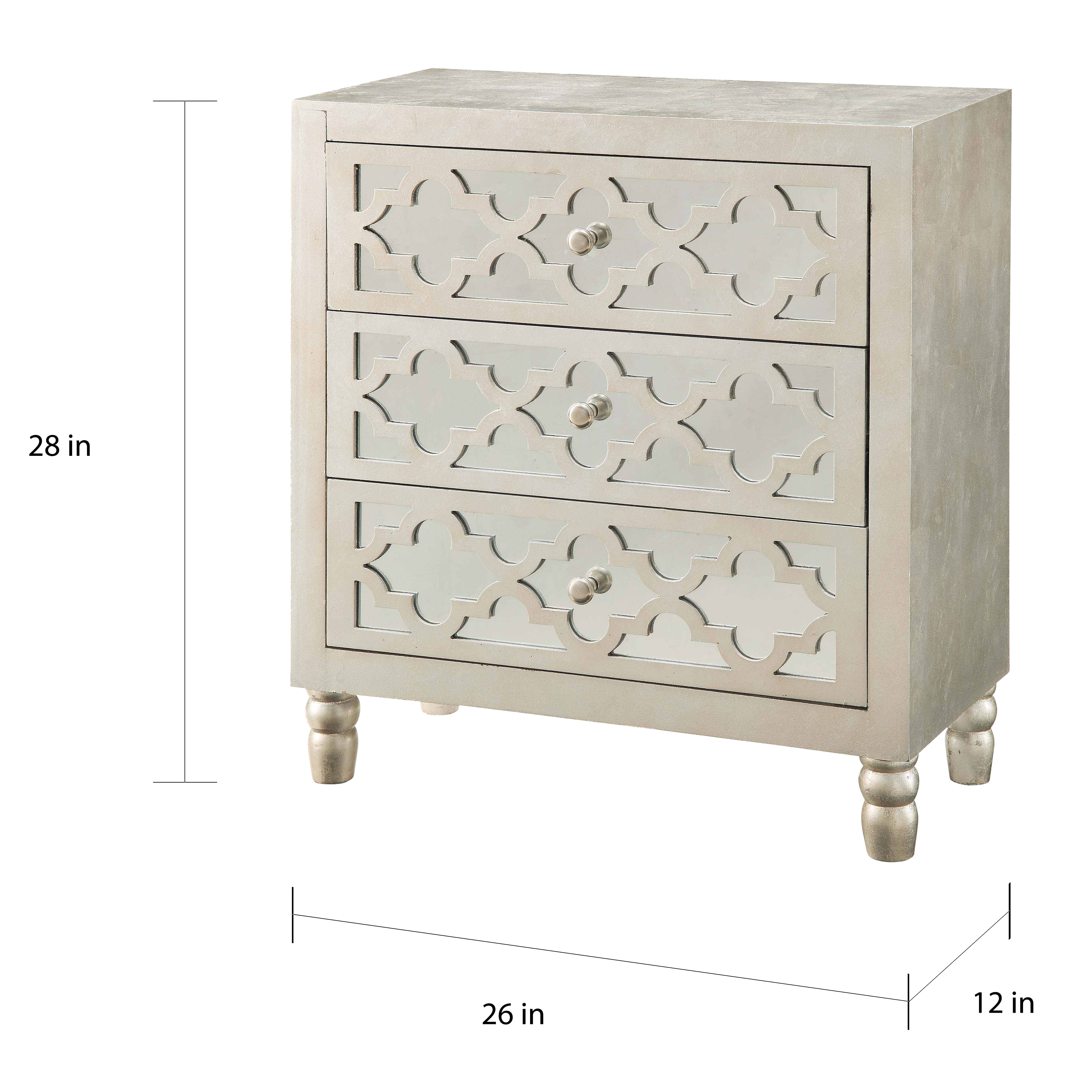 Shop Newcastle Silver Leaf 3 Drawer Chest Overstock 20822351