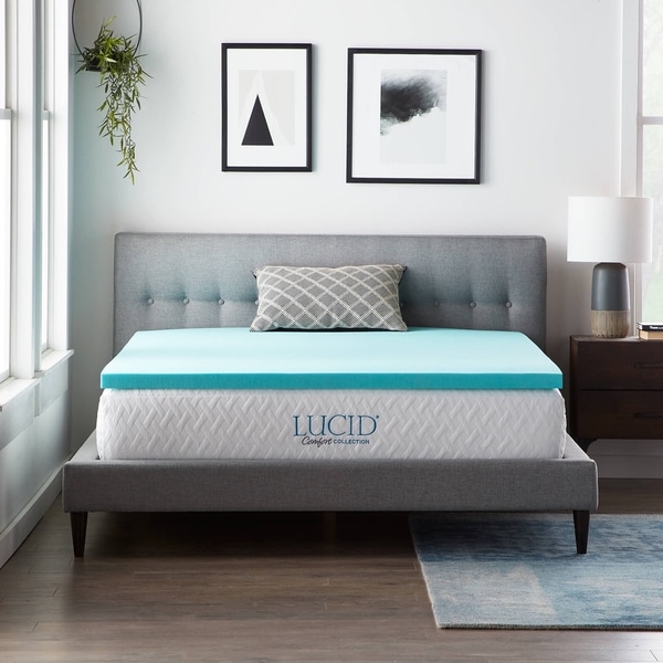 Lucid® Comfort Collection™ 2 Inch Gel Memory Foam Topper - Blue